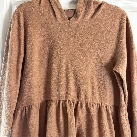Bombom Brown Peplum Hoodie Tunic Top XL Made in USA - Picture 2 of 11